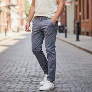 Theory Raffi Slim Fit Chinos Slate Grey 32 Premium Cotton Stretch Pants